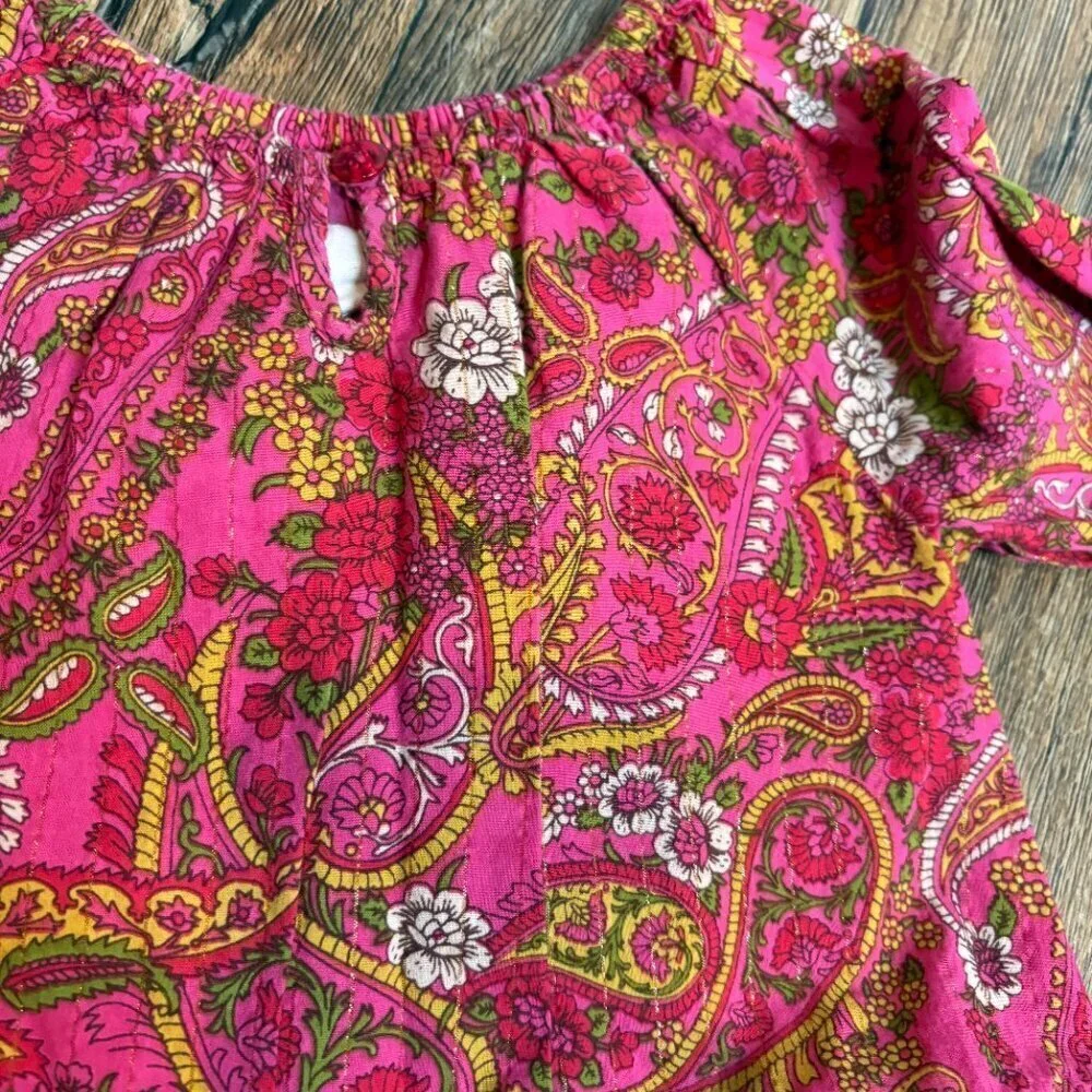 Pink Chicken Vibrant Pink Paisley Long Sleeve Dress